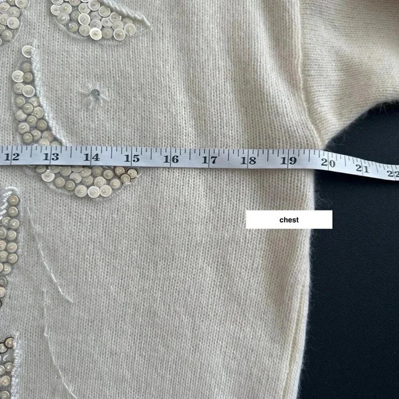 Embellished Cream Sweater - Crew Neck - Picture 11 of 14